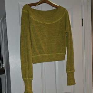 Free People Off-Shoulder Sweater - Mustard Yellow